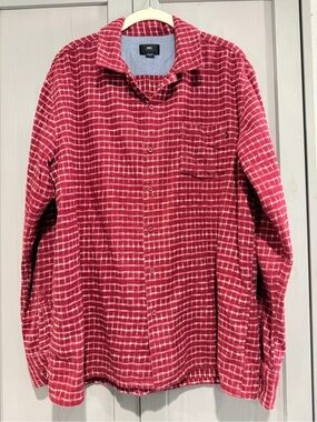 Obey Men's Red Plaid Long-Sleeve Button-Down Flannel size L